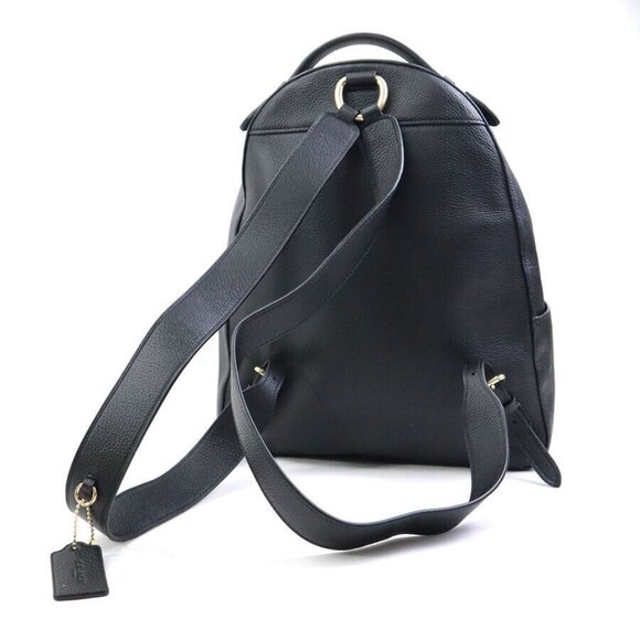 Auth COACH Backpack Black Leather/Goldtone - - Picture 3 of 14